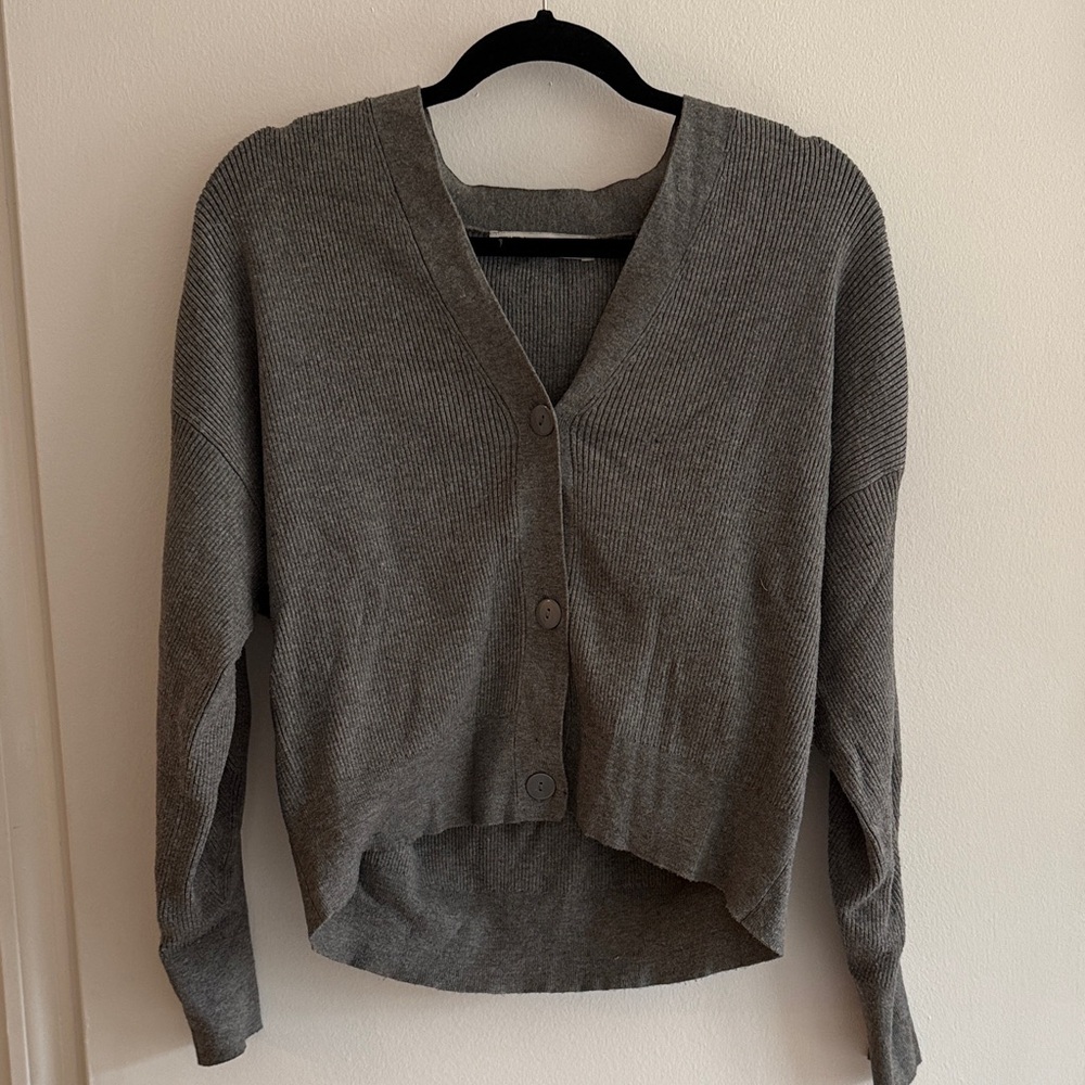 Zara Charcoal Buttoned V-Neck Cardigan